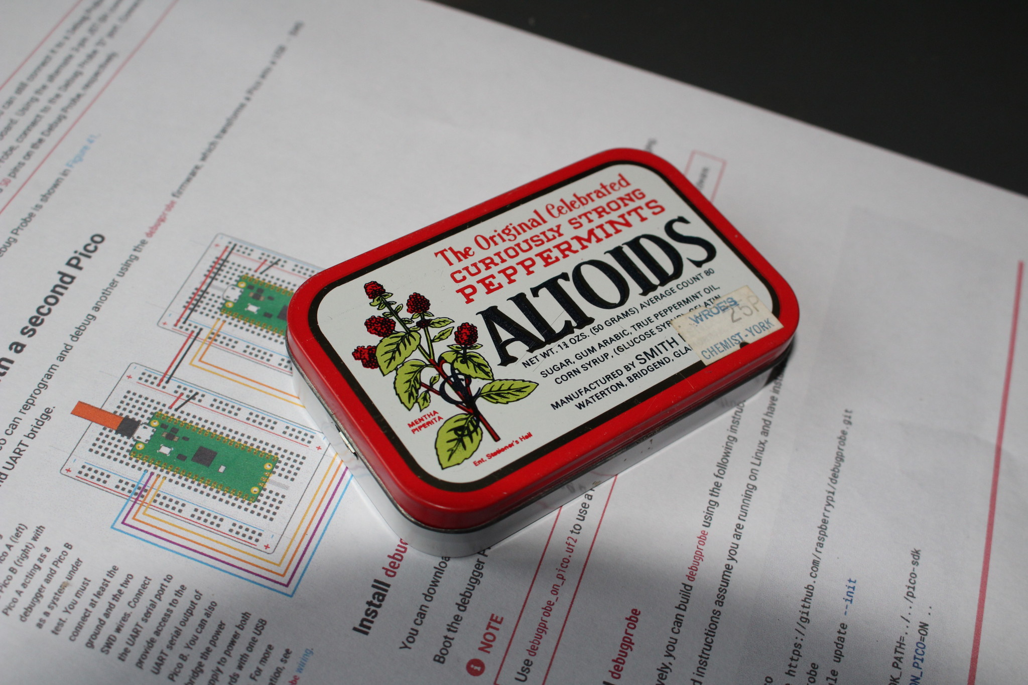 Pico Debugprobe in Altoids-blikje